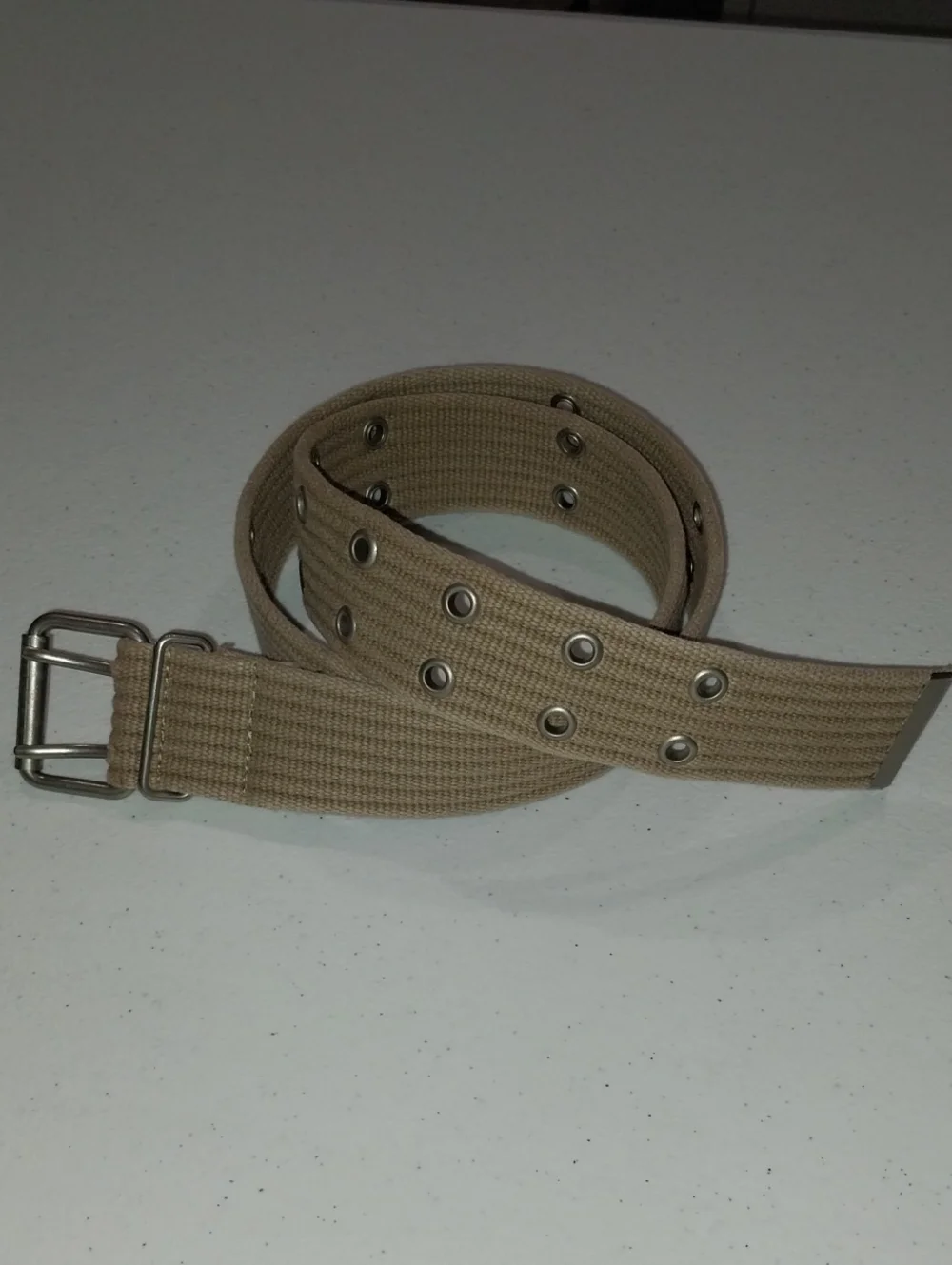 Neutral Tan Women's Canvas Grommet Belt